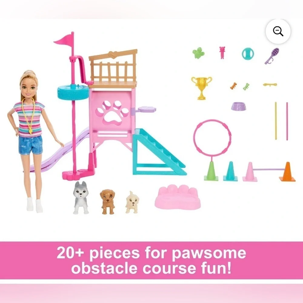Barbie and Stacie to The Rescue Puppy Playground Playset with Doll, 3 Pet Dog